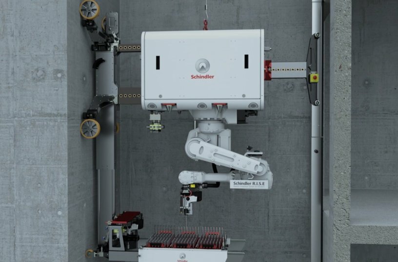 Advanced Schindler R.I.S.E construction robot in Singapore to support Shaw Tower redevelopment<br>IMAGE SOURCE: Schindler Management Ltd.
