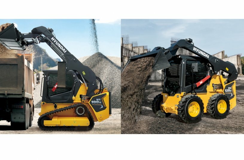 The Hyundai HS120V skid steer and HT100V compact track loader are on display at CONEXPO and are now available through Hyundai dealers.<br>IMAGE SOURCE: Cooper Hong Inc.; Hyundai Construction Equipment Americas, Inc.
