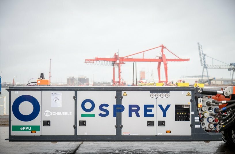 The electric PowerPack Unit (ePPU) enables zero-emission SPMT operations in enclosed buildings, ports and other environmentally sensitive areas.<br>IMAGE SOURCE: TII Group