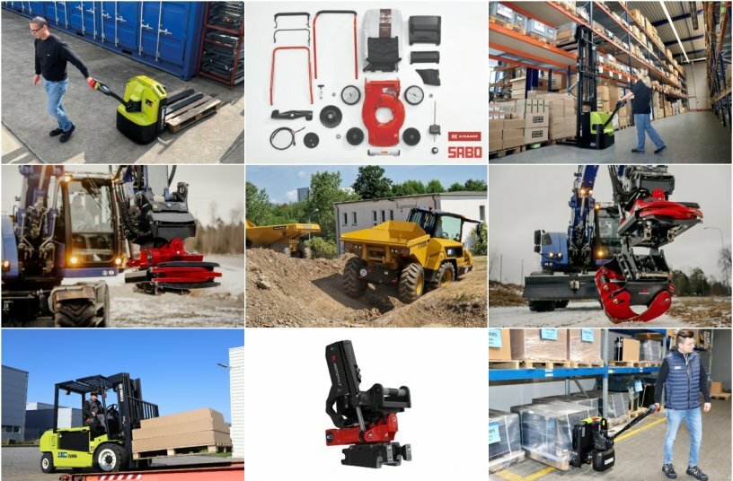 Overview of Product Launches from Selected Manufacturers in 2023<br>IMAGE SOURCE: Eveline Johnsson, CLARK Europe GmbH, Rototilt GmbH, Hydrema Baumaschinen GmbH, KRAMP GmbH