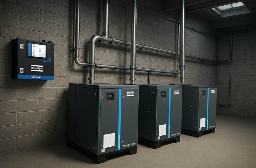 Atlas Copco developed the dry screw vacuum pump DHS 3000 VSD+ specifically for massive flow industrial applications.<br>IMAGE SOURCE: Atlas Copco