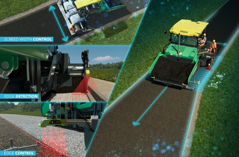 Im Bereich Smart Automation zeigt Vögele die Lenk- und Breitenautomatik AutoTrac, zu der auch der neue Kantenfolger Edge Detection gehört.<br>BILDQUELLE: WIRTGEN GROUP