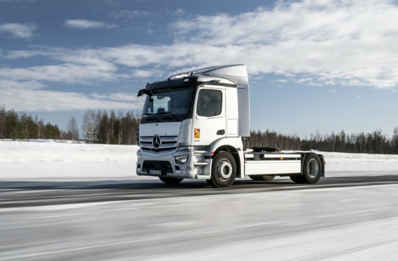 The eActros in winter: Questions and answers about operation on ice and snow and in cold weather<br>IMAGE SOURCE: Daimler Truck AG