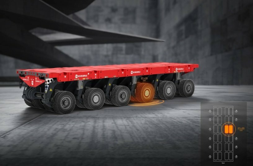The TPMS monitors the tyre pressure of SPMT modules in real time.<br>IMAGE SOURCE: TII Group