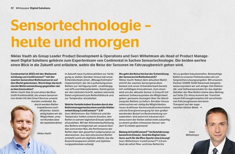 Fachleute melden sich zu Wort: die Sensorentwickler Niklas Vauth und Sven Wilhelmsen im Interview.<br>BILDQUELLE: Continental Reifen Deutschland GmbH