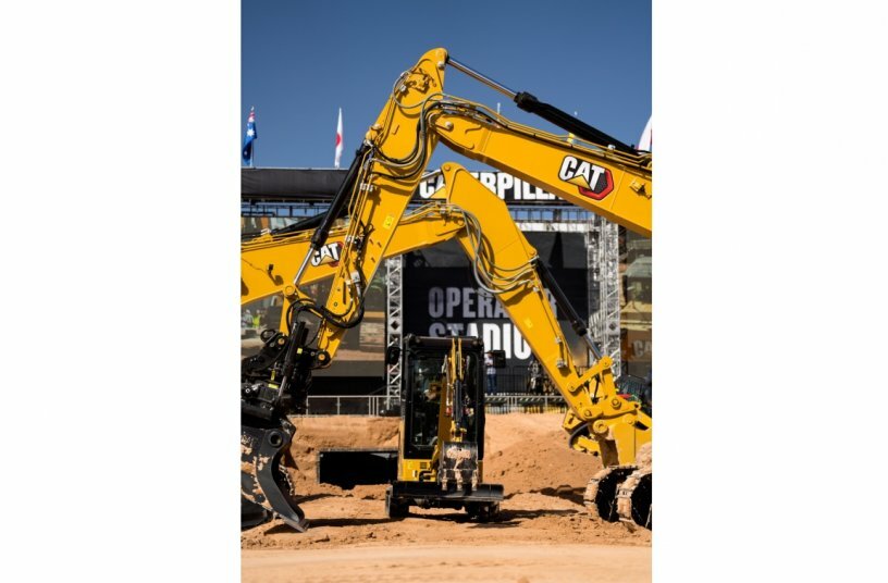 Cat® excavators on Operator Stadium during CONEXPO-CON/AGG 2023.<br>IMAGE SOURCE: Caterpillar