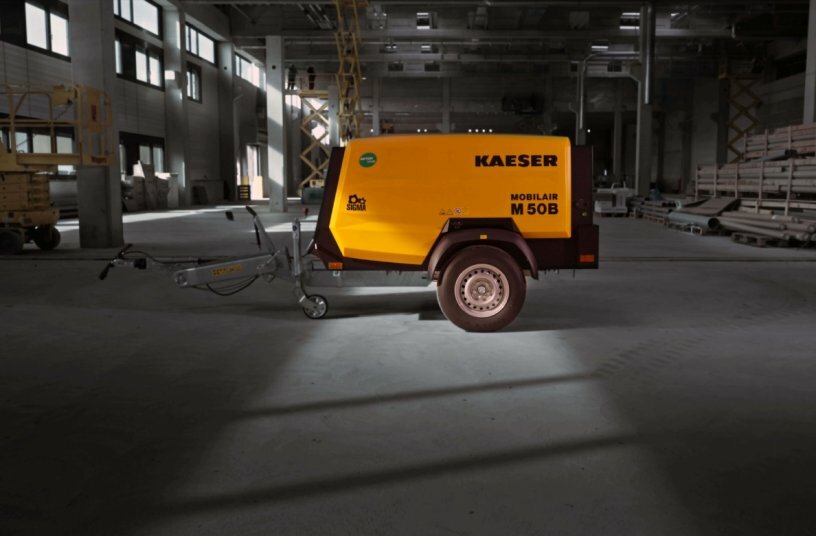 E-power from the battery: The M50B study opens the door to the future of portable compressors.<br>IMAGE SOURCE: KAESER KOMPRESSOREN SE