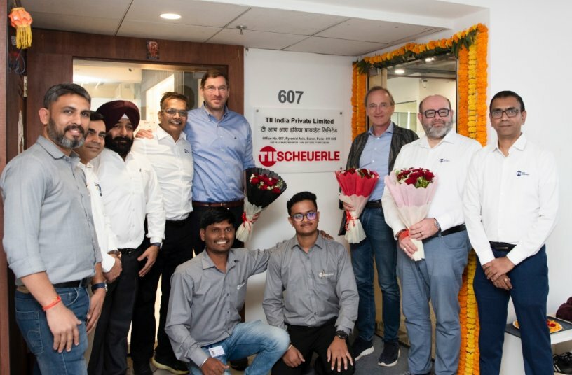The team led by Miguel Fernandes (fourth from left) at the new Pune location during the official opening.<br>IMAGE SOURCE: TII Group