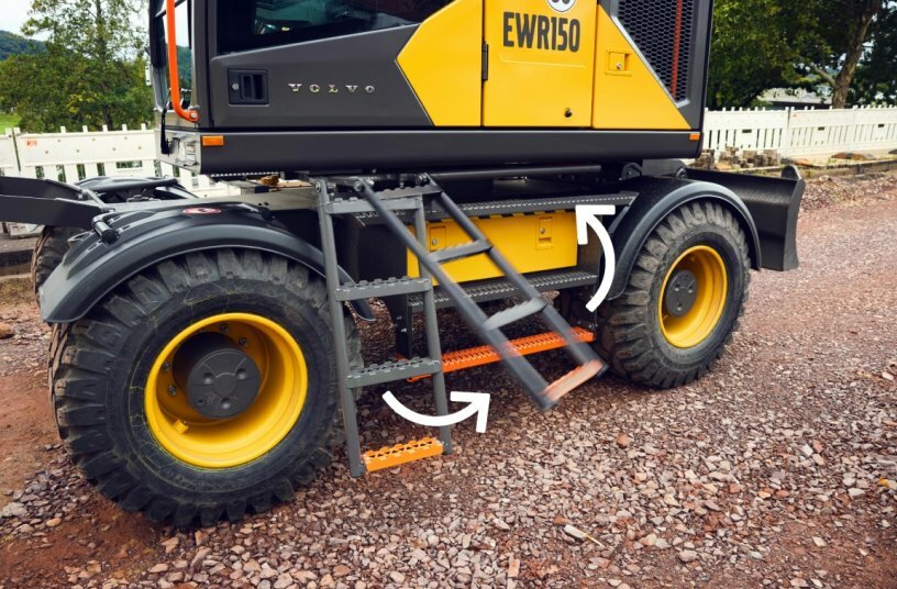 Volvo CE Brings Next-Gen Wheeled Excavators to North America with Industry-First Retractable Access Ladder<br>IMAGE SOURCE: Volvo Construction Equipment