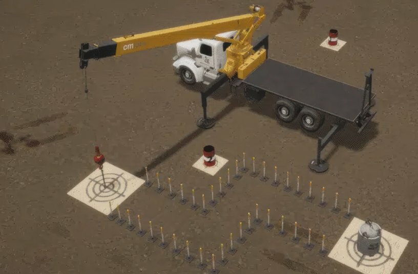 Boom Truck Simulator Training Pack Exercise<br>IMAGE SOURCE: CM Labs Simulations Inc.