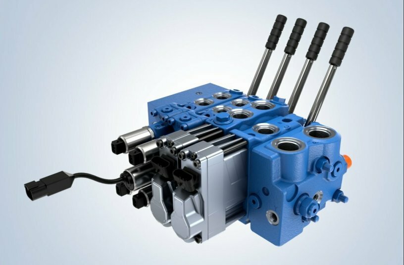 With the modular RM Global valve platform from Bosch Rexroth, load-sensing control valves for medium-weight Off-highway machines can be implemented flexibly and in an energy- and cost-efficient manner. <br>IMAGE SOURCE: Bosch Rexroth AG 