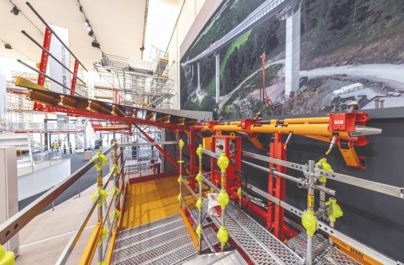 The completely new VCT Composite Track sustainably improves the construction of steel composite bridges by allowing for shorter concreting cycles and ensuring a high quality of the in-situ concrete carriageway slabs.<br>IMAGE SOURCE: PERI SE