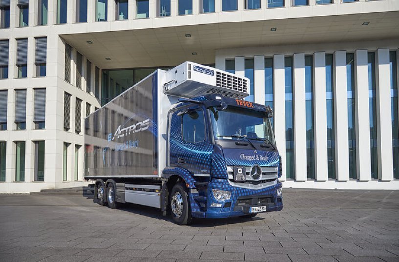 Mercedes-Benz eActros kurz vor Serienstart bei ersten Kunden in Deutschland und den Niederlanden im Realbetrieb <br> Bildquelle: Daimler Truck AG