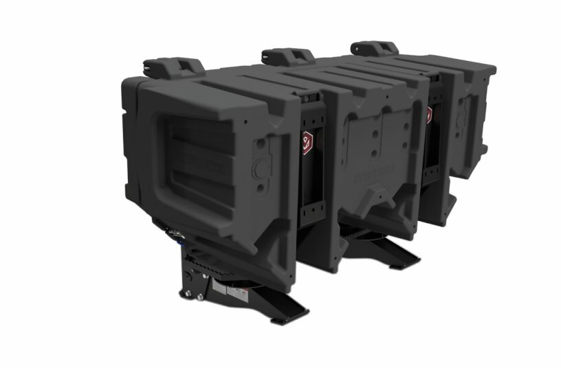 Virnig Manufacturing Skid Steer Salt Spreader<br>IMAGE SOURCE: Virnig Manufacturing