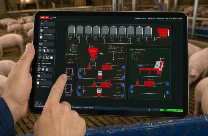 The Straw4PX and Manure4PX add-on modules from WEDA Dammann & Westerkamp enable the full integration of automatic straw dosing and slurry gate control directly into the existing process controller of the WEDA feeding system.<br>IMAGE SOURCE: WEDA