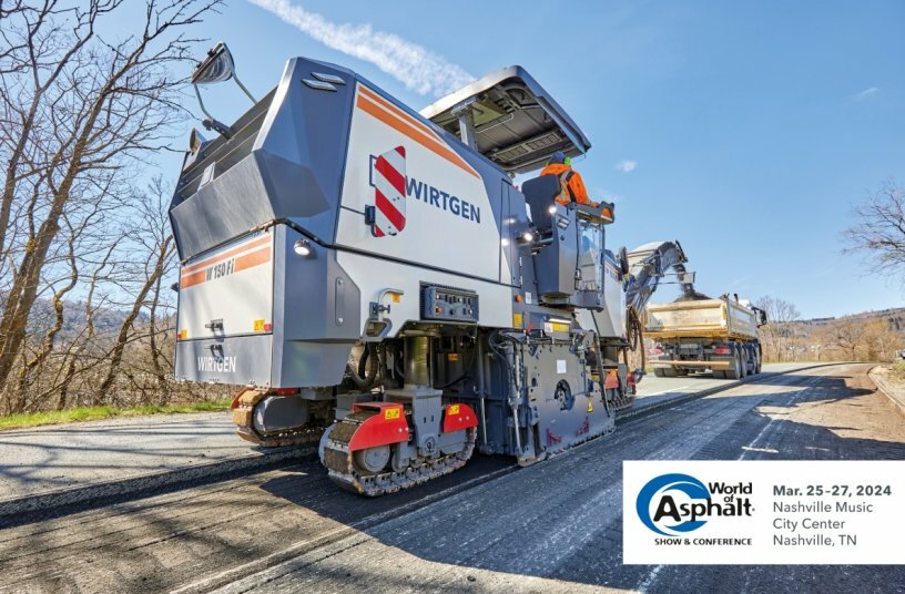 The compact milling machine W 150 Fi unites high productivity with the advantages of compact dimensions. The model will be celebrating its world premiere at World of Asphalt 2024. <br>IMAGE SOURCE: WIRTGEN GROUP