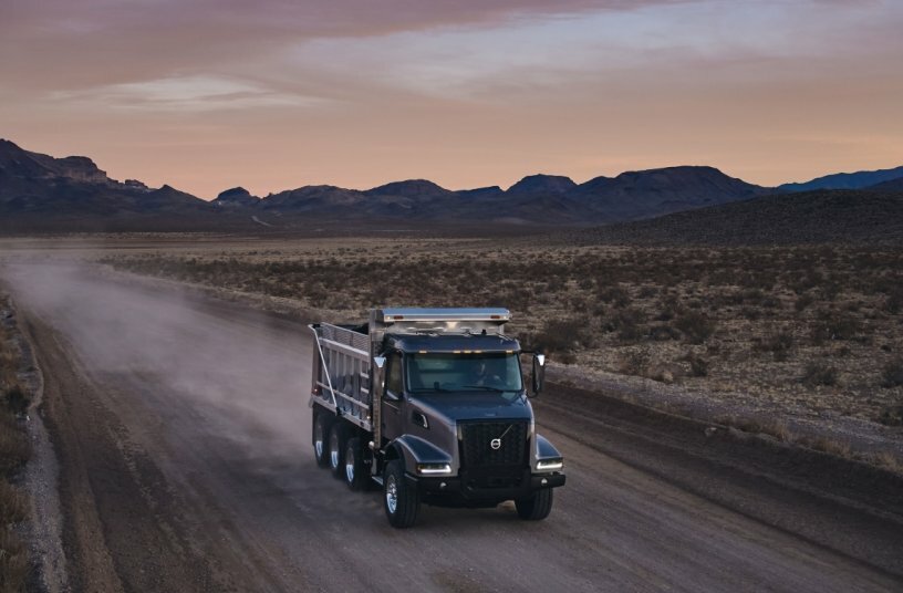 The Volvo VHD 300 dump truck will be on display in the Volvo Construction Equipment booth - Festival Grounds — F24029 at CONEXPO-CON/AGG - March 3-7, 2026 at the Las Vegas Convention Center.<br>IMAGE SOURCE: Volvo Trucks