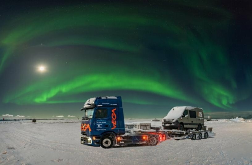 Premiere am Polarkreis: eActros 600 von VEGA besteht eNordkapp Challenge als erster batterieelektrischer Sattelzug<br>BILDQUELLE: Daimler Truck AG