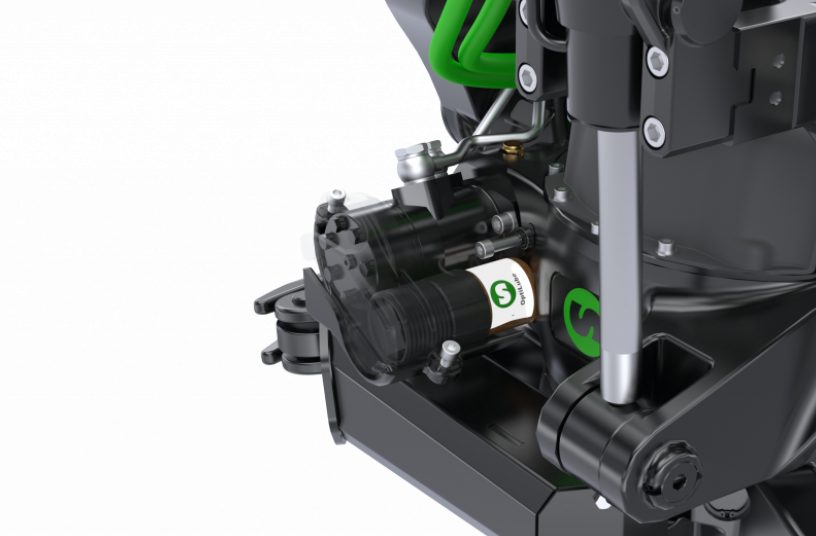 Close-up of OptiLube integrated lubrication on Steelwrist XTR13 tiltrotator<br>IMAGE SOURCE: Steelwrist AB