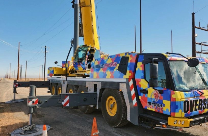 Nimble Crane to shine light on Autism Awareness Month with vibrant crane wrap<br>IMAGE SOURCE: Manitowoc