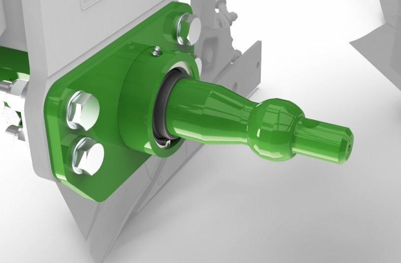 ProtectShaft cross shaft mounted in bearings with integrated balls<br>IMAGE SOURCE: AMAZONEN-WERKE H. DREYER SE & Co. KG