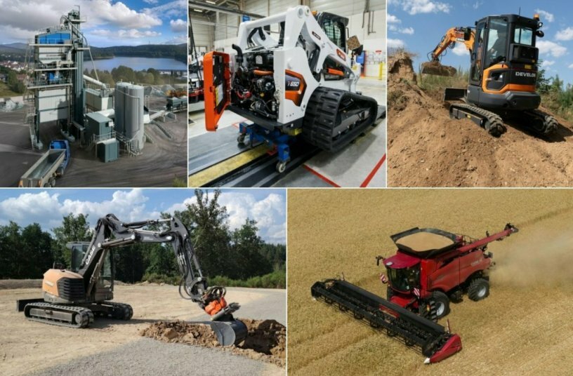 Produktneuheiten im August (DEVELON Bagger, Benninghoven Neuigkeiten, Bobcat Kompaktlader und mehr)<br>BILDQUELLE: DEVELON, WIRTGEN GROUP, Bobcat, CASE Construction Equipment, Case IH