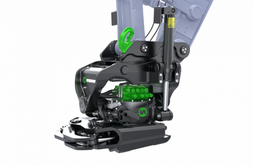 SuperProp hydraulics illustrated on XTR20 tiltrotator on excavator arm<br>IMAGE SOURCE: Steelwrist AB