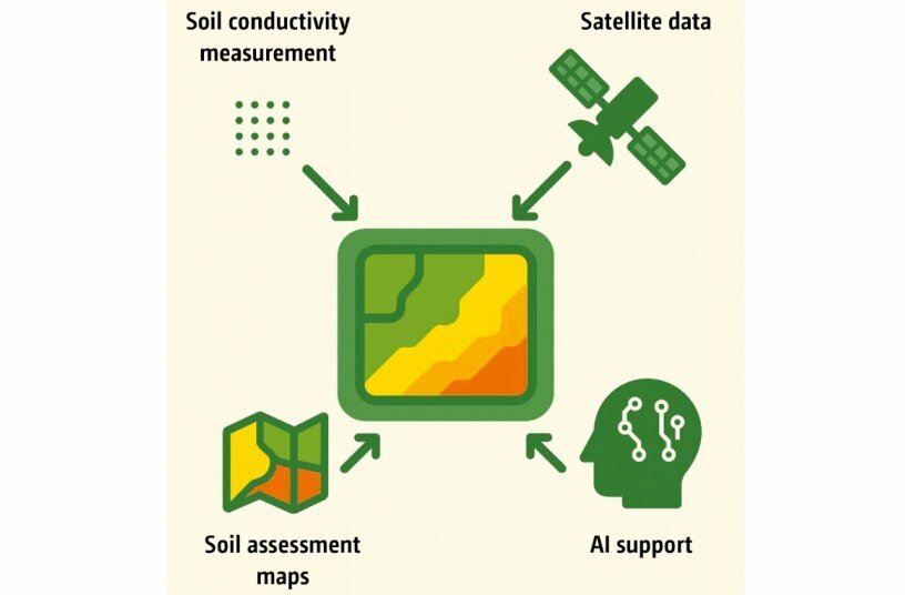 Scheme for the generation of high-resolution soil yield maps with soil conductivity measurement<br>IMAGE SOURCE: AMAZONEN-WERKE H. DREYER SE & Co. KG