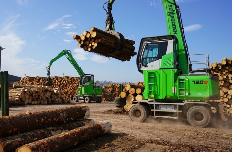 The SENNEBOGEN 730 E meets the high requirements of the British sawmill Pontrilas – high load capacity, maneuverability, and excellent ease of operation.<br>IMAGE SOURCE: Sennebogen