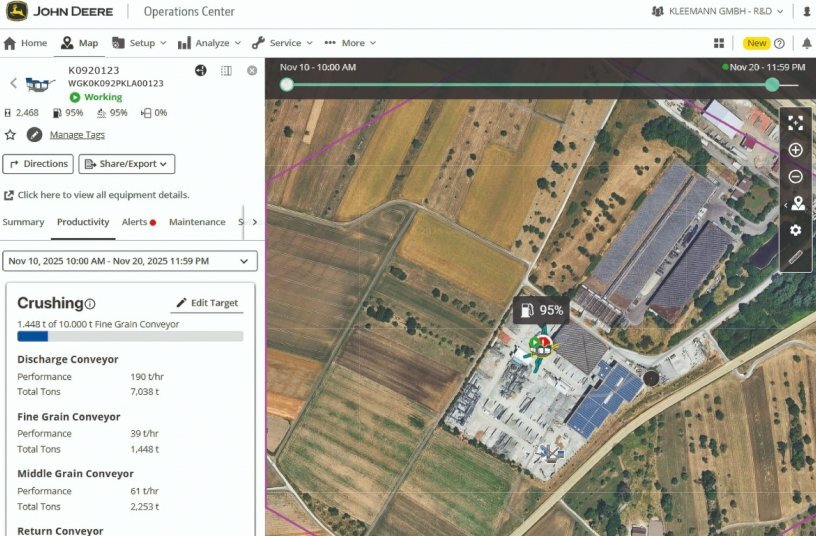 Optimale Übersicht über die Performance Data der verschiedenen Bandwaagen und des Baustellenfortschritts dank WPT Crushing.<br>BILDQUELLE: WIRTGEN GROUP