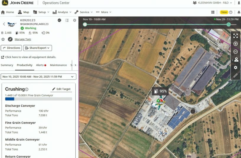 Ideal overview of the performance data of the various belt scales and progress on the project site thanks to WPT Crushing. <br>IMAGE SOURCE: WIRTGEN GROUP