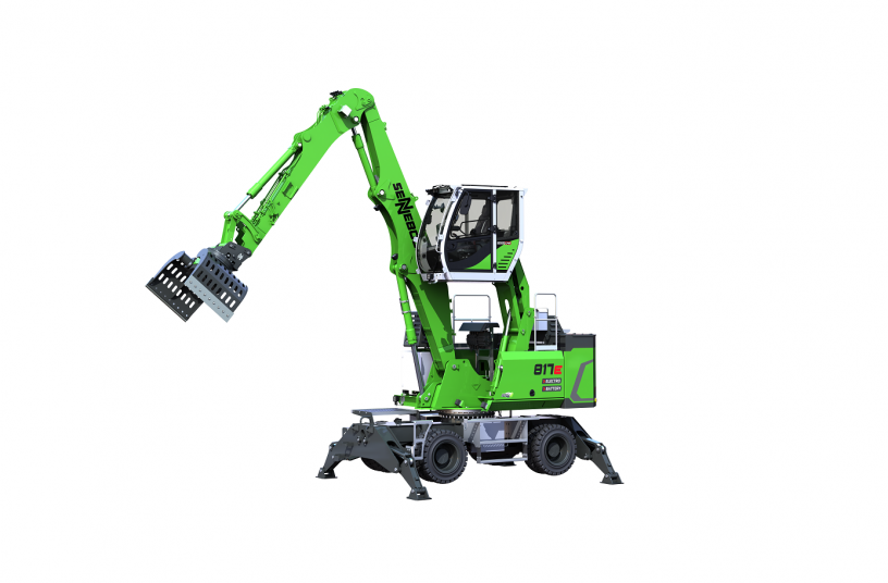 With the launch of the new 817 E Electro Battery battery-powered electric material handler, SENNEBOGEN is expanding its electric range with freely movable models that perfectly combine the advantages of stationary electric and battery-powered material handlers.<br>IMAGE SOURCE: SENNEBOGEN Maschinenfabrik GmbH