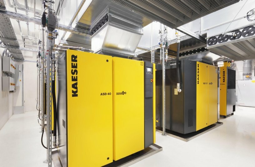 The majority of the energy used for compressed air generation can be reused through heat recovery, resulting in significant energy cost savings.<br>IMAGE SOURCE: KAESER KOMPRESSOREN SE