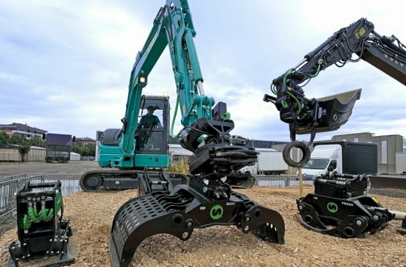 Kobelco with Steelwrist SQ40 fully automatic coupler solution with work tools<br>IMAGE SOURCE: Steelwrist AB
