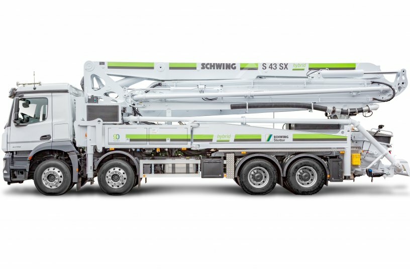 SCHWING S 43 SX hybrid truck-mounted concrete pump <br>IMAGE SOURCE: SCHWING GmbH