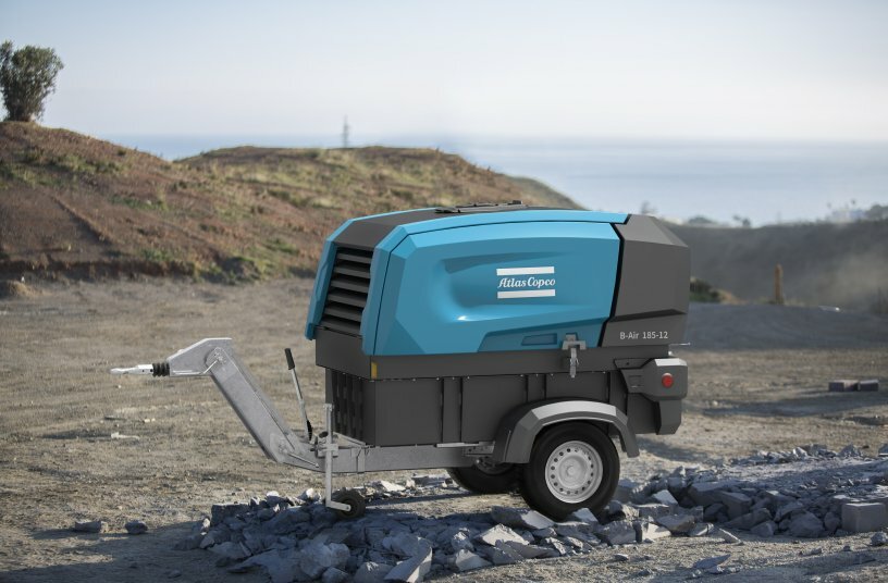 Der batteriebetriebene mobile Kompressor von Atlas Copco, B-Air 185-12<br>BILDQUELLE: Atlas Copco