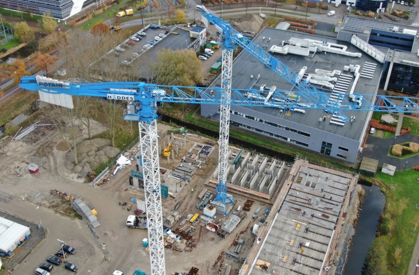 Ballast Nedam and Heddes Bouw & Ontwikkeling rely on Potain tower cranes for complex high-rise construction project in Leiden, the Netherlands