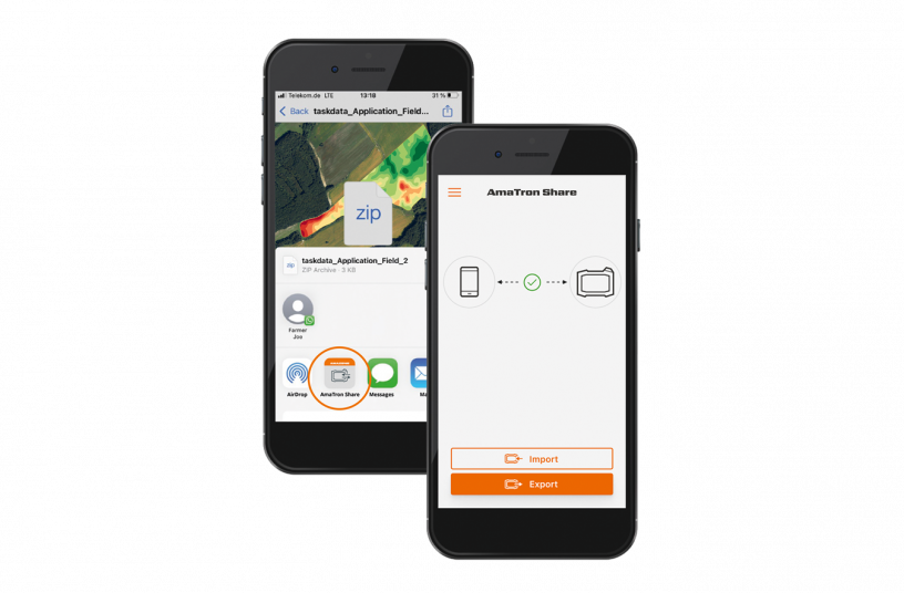 The AmaTron Share App, which is connected to the AmaTron 4 via a Wi-Fi hotspot, allows all data to be imported and exported easily online.<br>IMAGE SOURCE: AMAZONEN-WERKE H. DREYER SE & Co. KG 