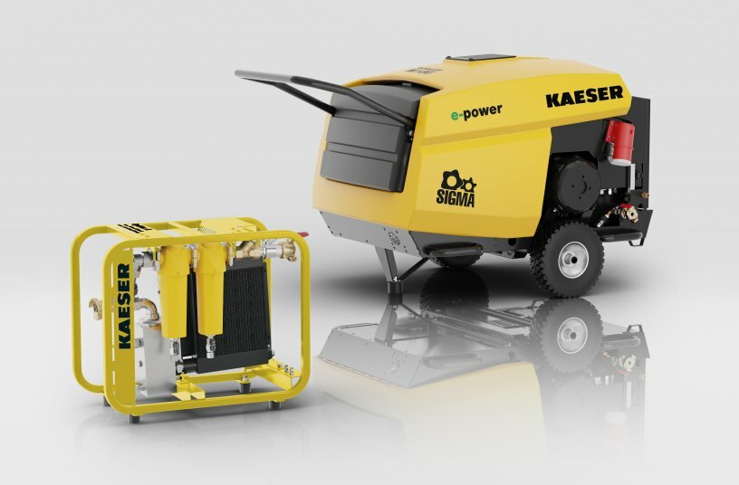 Mobil und vielseitig einsetzbar ist der leistungsstarke, geräuscharme Baukompressor M 13 mit Benzinmotor. Wahlweise steht auch eine E-Version mit Drehstrommotor zur Verfügung.<br>BILDQUELLE: KAESER KOMPRESSOREN SE