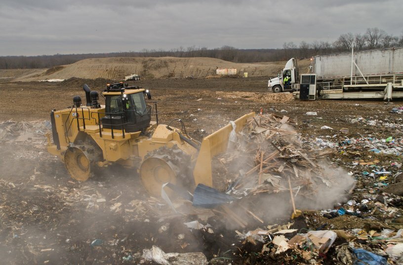 Cat 836 Landfill Compactor<br>IMAGE SOURCE: Caterpillar UK Ltd.