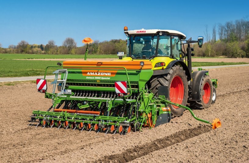 The Cataya Special EcoLine harrow-mounted conventional seed drill is attractively priced and works with complete precision.<br>IMAGE SOURCE: AMAZONEN-WERKE H. DREYER SE & Co. KG
