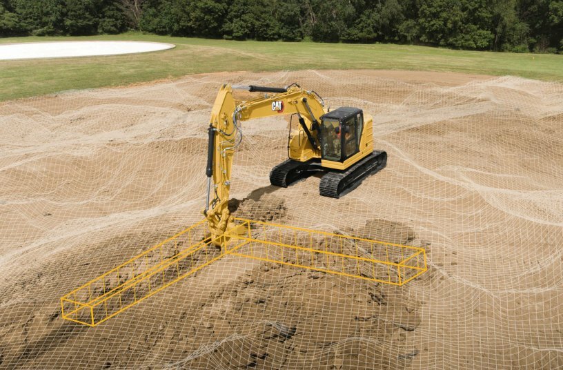 Cat® Grade with 3D for excavators helps operators grade more quickly, accurately, and efficiently, improving productivity.* It incorporates GNSS technology and RTK positioning guidance to streamline the grading process for complex designs commonly encountered on large infrastructure and commercial projects. This system allows operators to work confidently, eliminating guesswork while cutting and filling to precise specifications. *Compared with traditional grading methods.<br>IMAGE SOURCE: Caterpillar