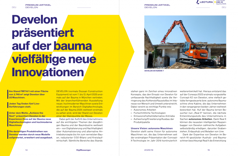 DEVELON auf der bauma<br>BILDQUELLE: DigiMessenger; LECTURA GmbH