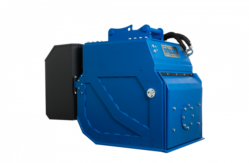 The HRVB Sound Suppressor is available as an accessory for both HRVB and HRVB-HD bucket models, reducing noise on site.<br>IMAGE SOURCE: Dynaset