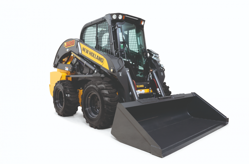 Meet your challenges head-on with 300 Series skid steer loaders from New Holland. The L328 is designed to make your workday more productive and comfortable with noteworthy dump height and reach, swift cycle times, and time-saving travel speeds.<br>IMAGE SOURCE: New Holland Construction