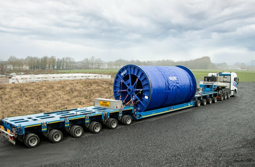 4+5 Heavy-duty combination in use with the new cable drum vessel bridge<br>IMAGE SOURCE: Goldhofer Aktiengesellschaft