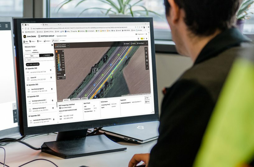All performance and process data, including the real-time density, are available in WPT Compacting, from where it can be used for documentation, analysis and for detailed reporting for a specific construction site.<br>IMAGE SOURCE: WIRTGEN GROUP