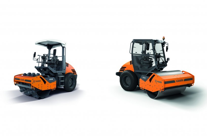 The new HC CompactLine of small compactors from Hamm are never higher than 3 m – with the ROPS cab and with ROPS plus a protective roof.<br>IMAGE SOURCE: WIRTGEN GROUP