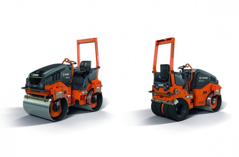 Battery-powered electric tandem rollers: Visitors to the Bauma 2022 had the chance to see the HD 12e VO (with vibration and oscillation drums) and the HD 12e OT (combination roller with oscillation) for themselves.<br>IMAGE SOURCE: WIRTGEN GROUP 