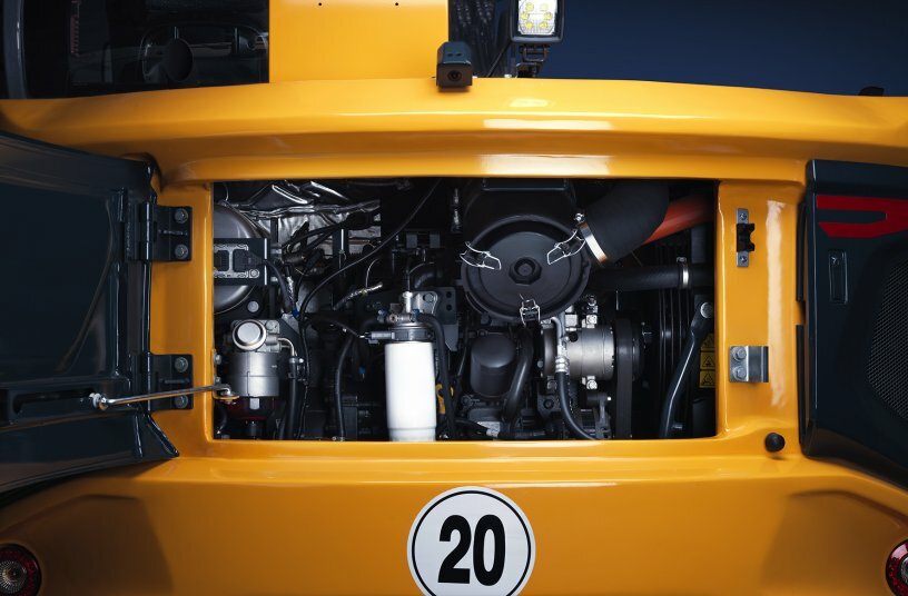 The HW100A is equipped with Hyundai D34 diesel engine rated at 75kW (100hp)<br>IMAGE SOURCE: HD Hyundai Construction Equipment